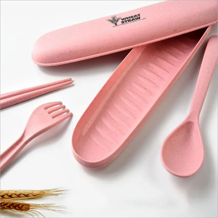 Портативный дорожный набор столовых приборов комплект посуды из пшеничной