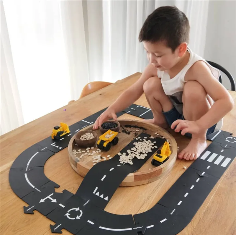 DIY ПВХ сплайсинг детский игровой коврик автомобиль трек шаблон обучение по головоломкам игрушка скандинавском стиле детская комната украшение пол ковер