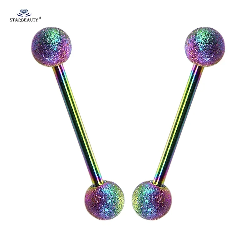 Multicolor 2 шт/комплект матовый пирсинг-штанга для языка кольцо-пирсинг в язык ниппель из нержавеющей стали кольца спиральные украшения для пирсинга, серьги, ювелирные изделия для тела Орнамент - Окраска металла: Multicolor