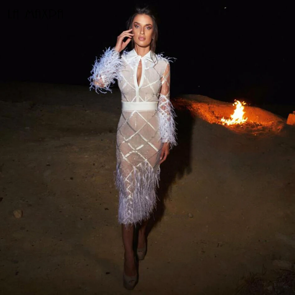 2017 новое женское Брендовое сексуальное Белое Бандажное платье с круглым вырезом