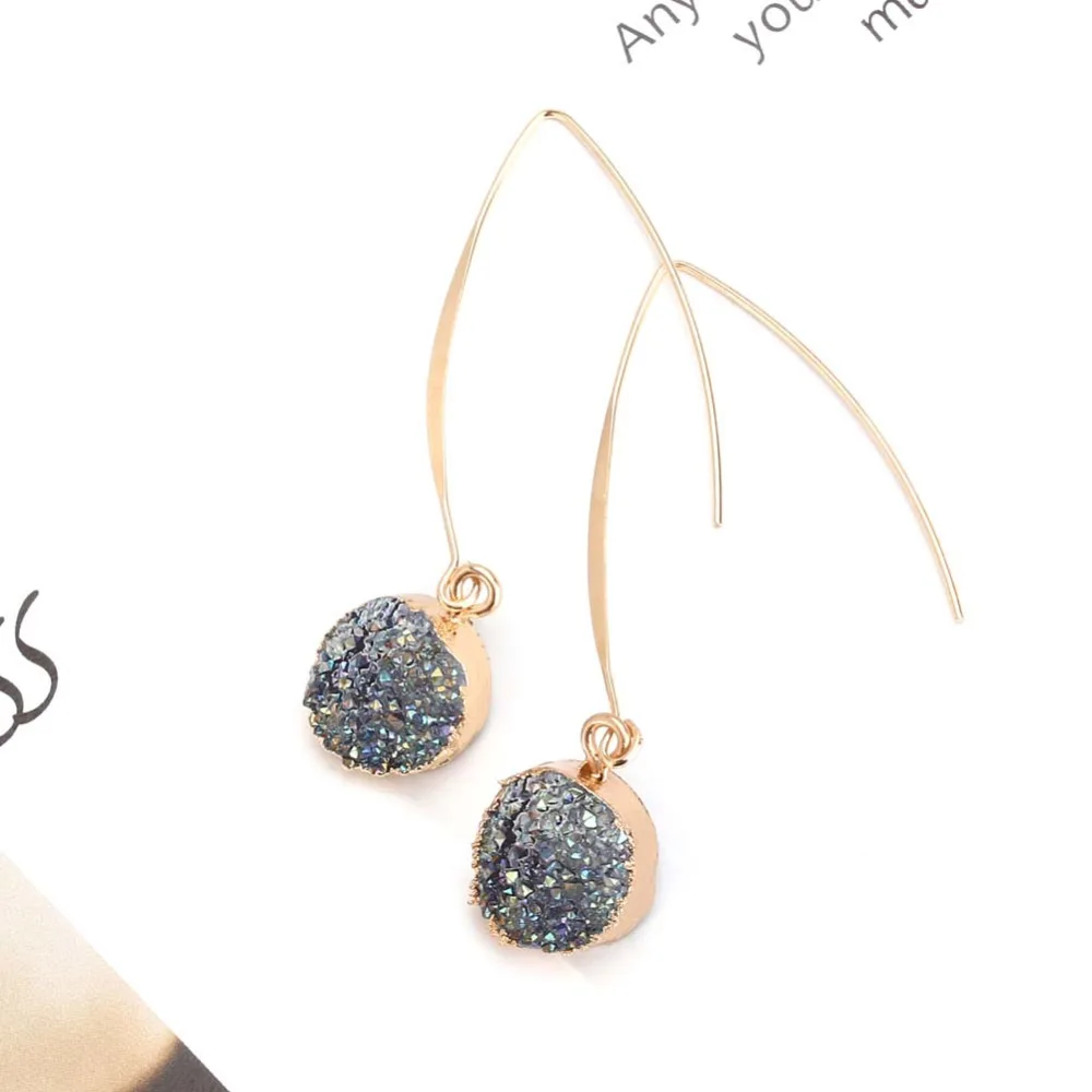 Модные серьги из полимерного камня Druzy Drusy для женщин позолоченные круглые в