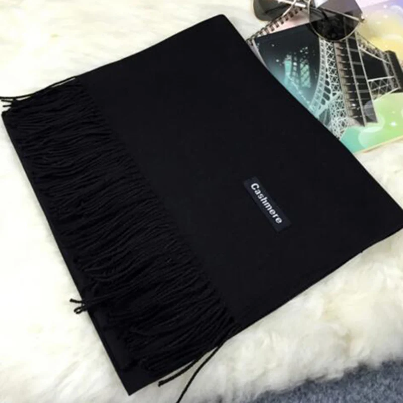 Лидер продаж высококачественный однотонный шарф с кисточками универсальная