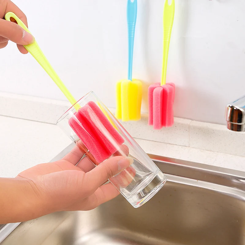 Простая и прочная щетка для стеклянной бутылки губка чистки дома
