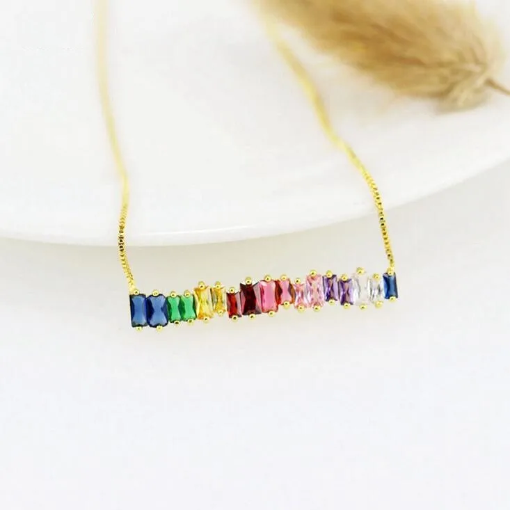 Ожерелье choucong великолепное женское с многоцветной цепочкой из фианита ааааа