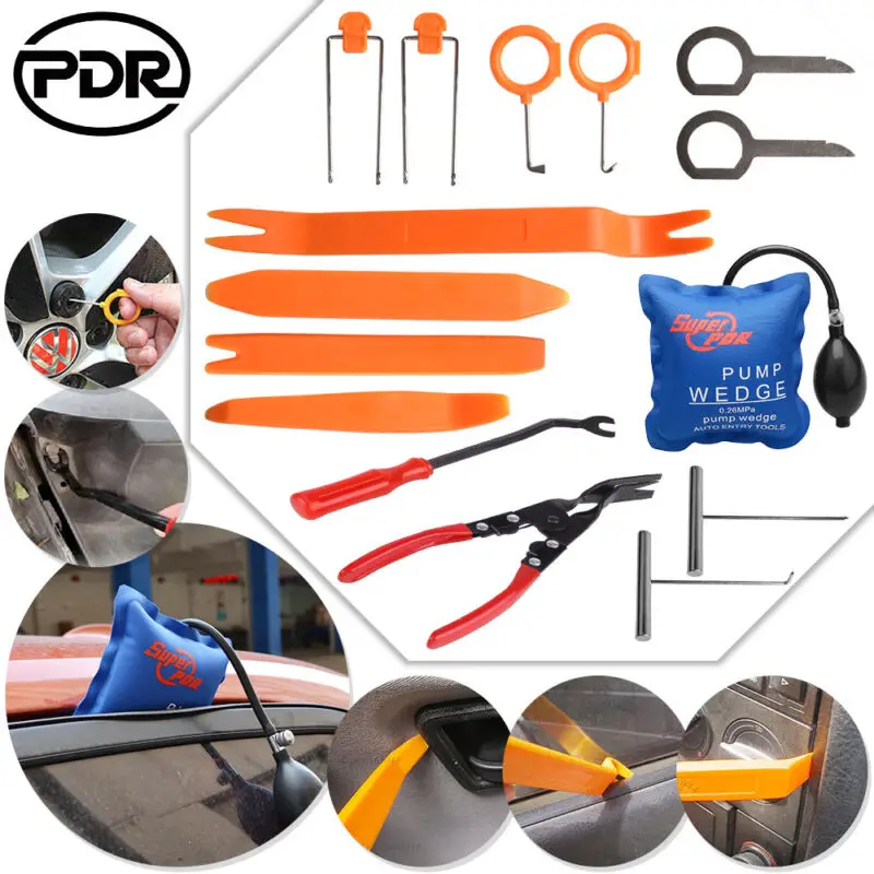 PDR инструмент для ремонта вмятин Авто воздушный мешок набор замков автомагнитола