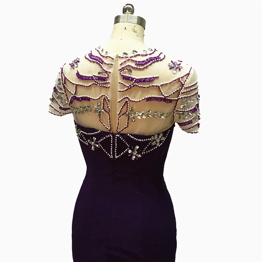 

robe de soire Mermaid Evening Dresses 2020 Satin Prom Dresses for Women Elegant Short Sleeves vestidos de festa