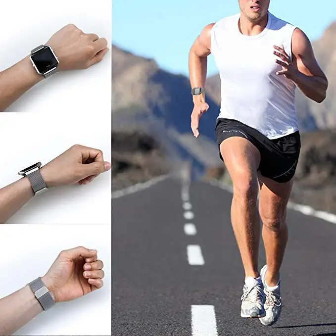 Миланская Магнитная Петля+ рамка для Fitbit blaze для мужчин и женщин розовый браслет из нержавеющей стали ремешок для умных часов