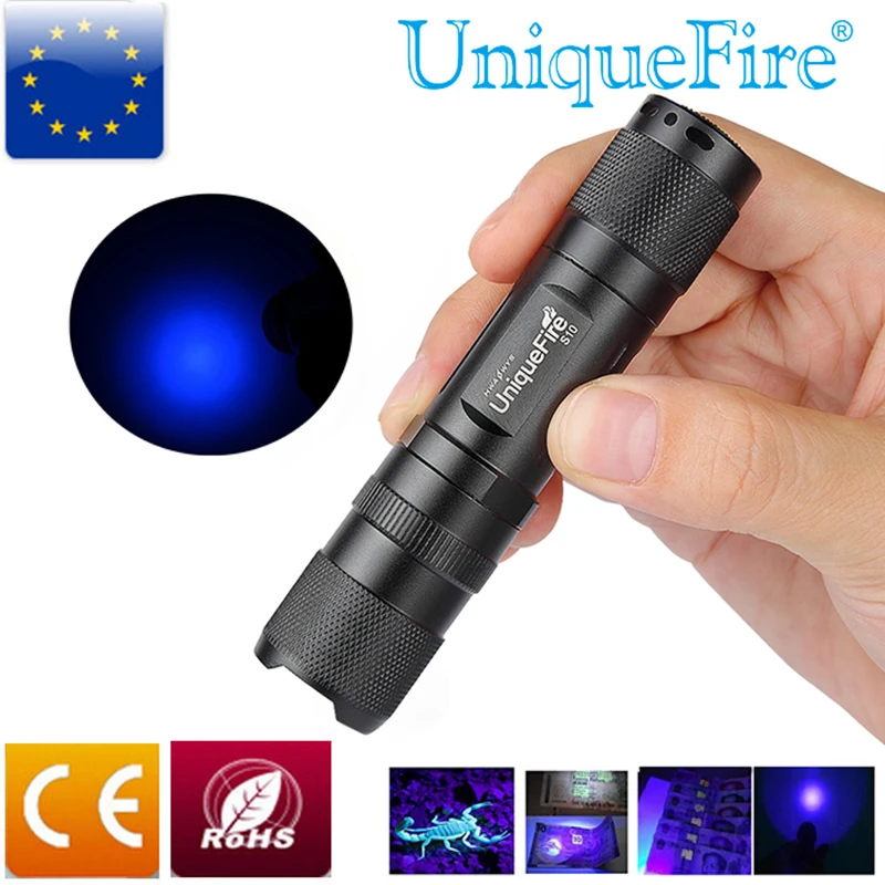 UniqueFire мини 365nm УФ-индикатор ультрафиолетовый лампы для фонарика 1 Режим
