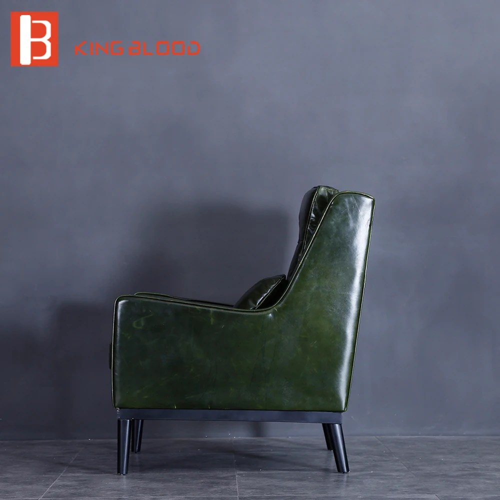 American style classic oil wax PU leather genuine single sofa chair armchair | Мебель