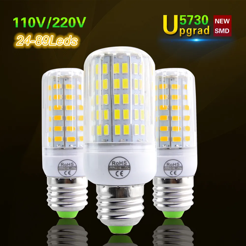 110 В/220 В E27 светодиодная лампа SMD5730 24 30 42 64 80 Светодиодная освещения