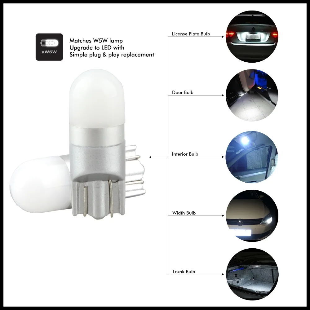 10 шт. T10 светодиодные лампы W5W 3030 SMD Led противотуманных фар автомобиля DRL 194 168