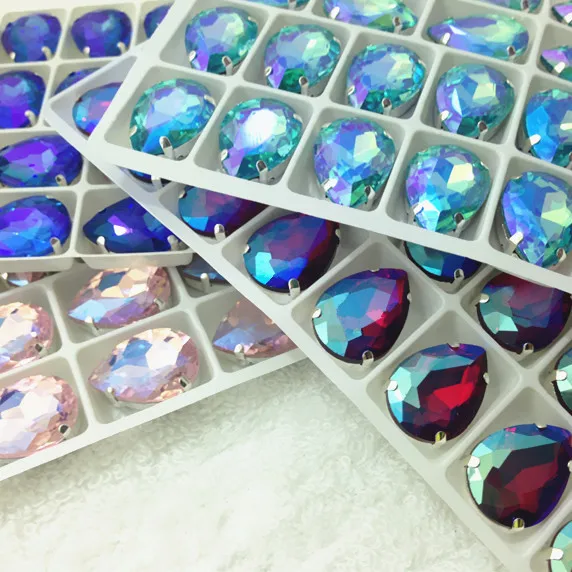 Стеклянный каплеобразный необычный камень 10x14 ~ 20x30 мм для шитья пришивной