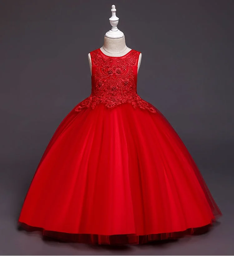 Платье с цветочным узором для девочек элегантное платье без рукавов свадебной