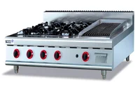 Stainless steel gas range (4-Burners) and Lava Rock Griddle,Counter Top commericial Gas Stove multi-cooker gas cooktop