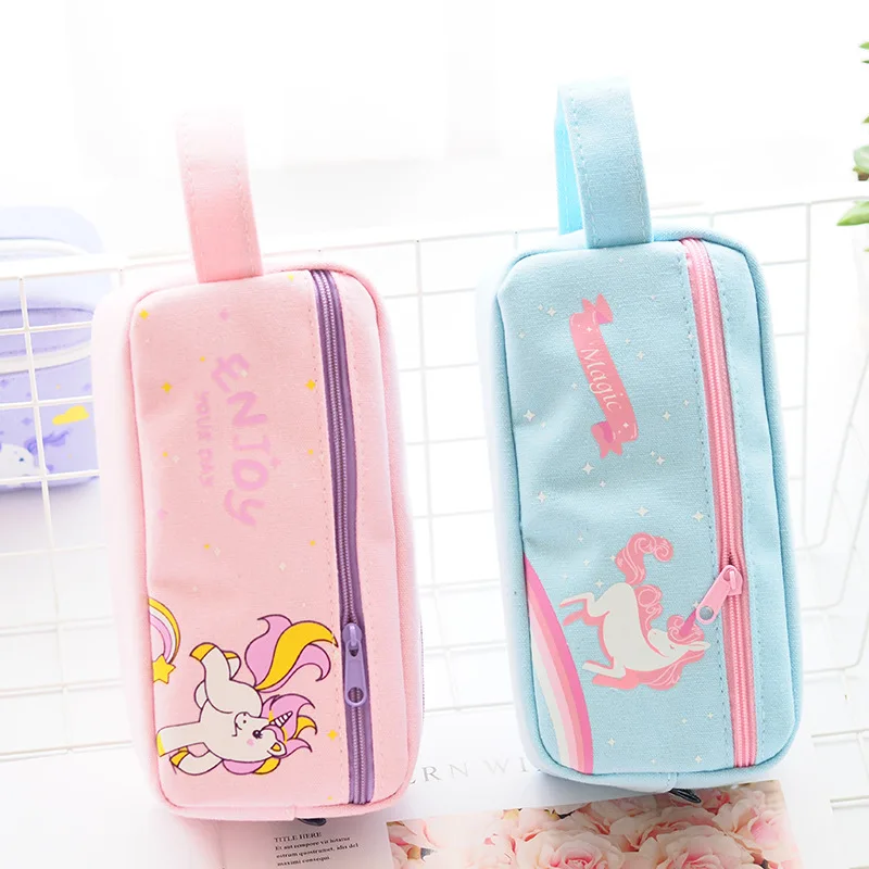 Чехол карандаш с единорогом для школьниц каваи канцелярские товары пенал на