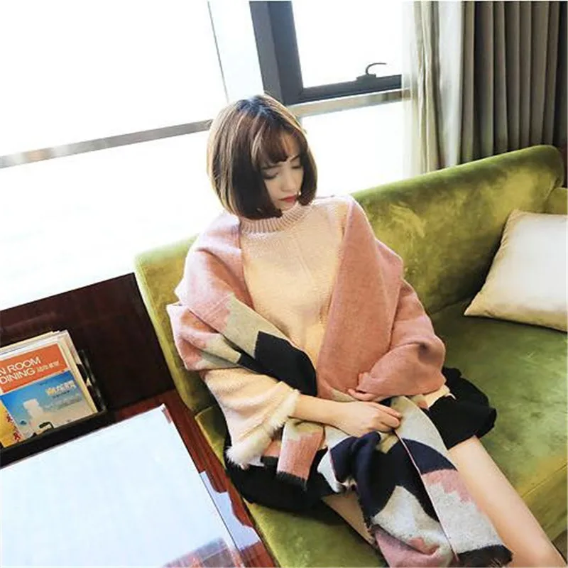 2020 модный геометрический клетчатый шарф в европейском и американском стиле