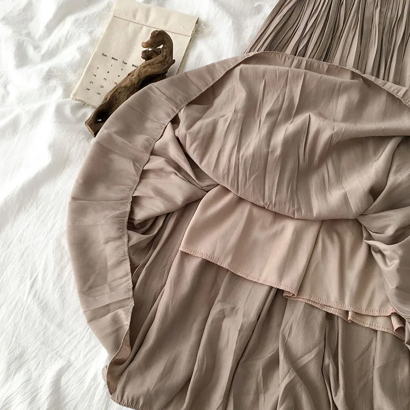 Длинная Плиссированная юбка популярные Женские однотонные офисные юбки до