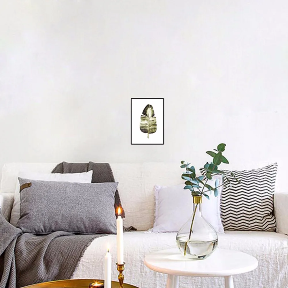 Настенная картина с натуральным рисунком холст принтом зеленых растений для