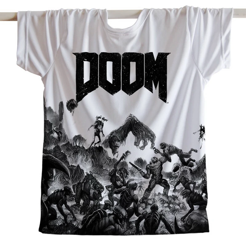 

2018 High Quality Classic Great Video Game Women Men Jersey Short Sleeve Doom Skateboarding Plus Size Costumes