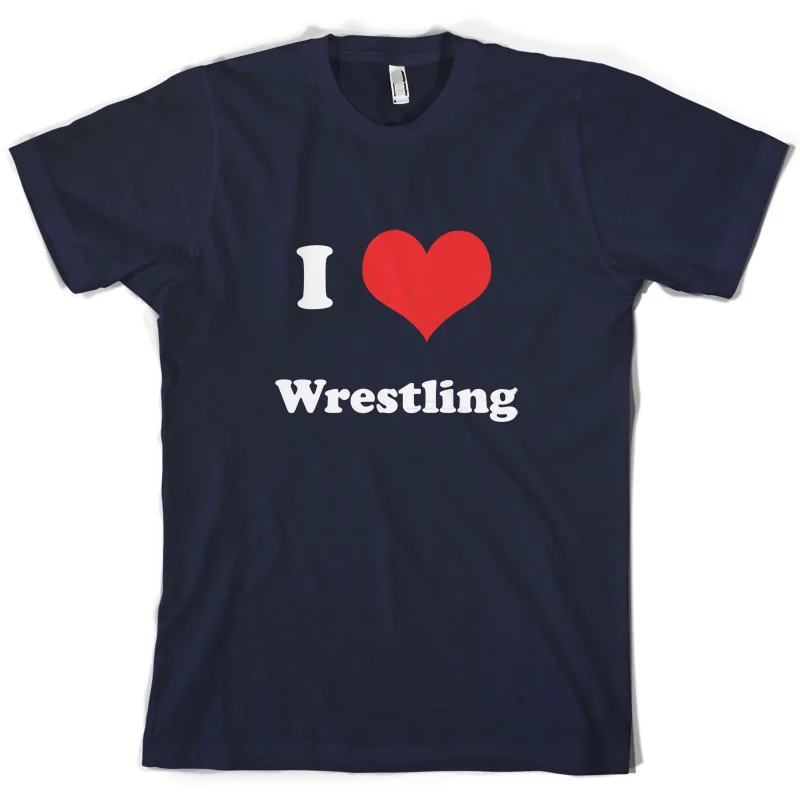 I Love Wrestling - Mens T-Shirt Free UK delivery EquipmentPrint T Shirt Short Sleeve Hot Fashion Classic | Мужская одежда