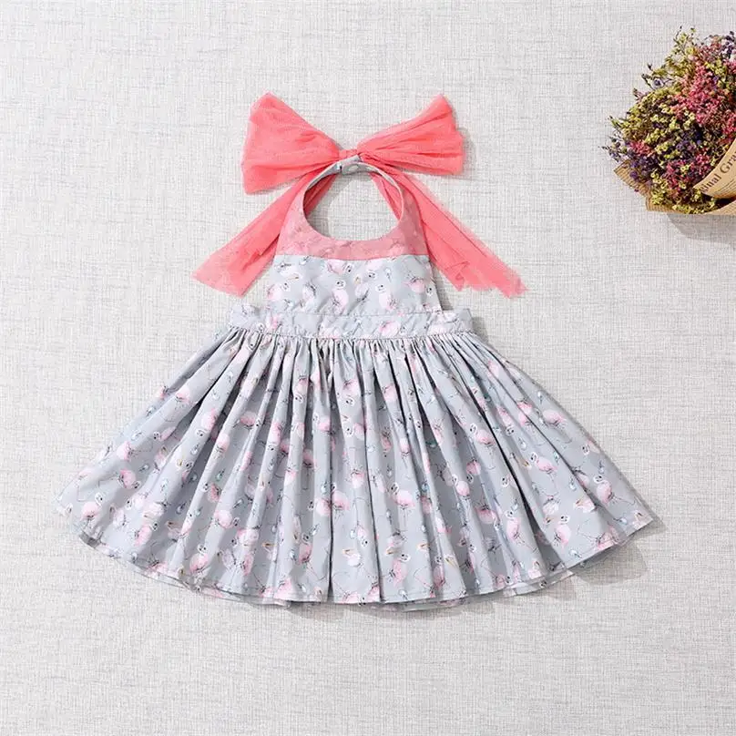 

Children Waterproof Apron Dress Girls Bow Stripe Cartoon Ventilate Princess Cute Coverall Dress 0-3Y E098