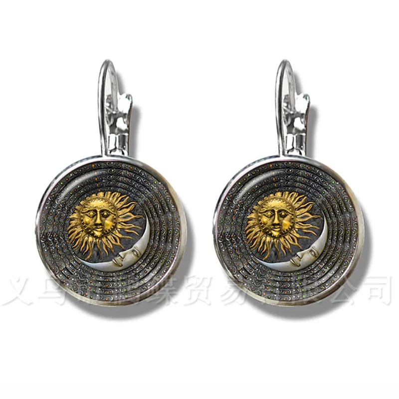Pinkycolor Skeleton Earrings 16mm Glass Dome Time Gem Silver Plated Jewelry Day of the Dead French Hook For Women Gift | Украшения и