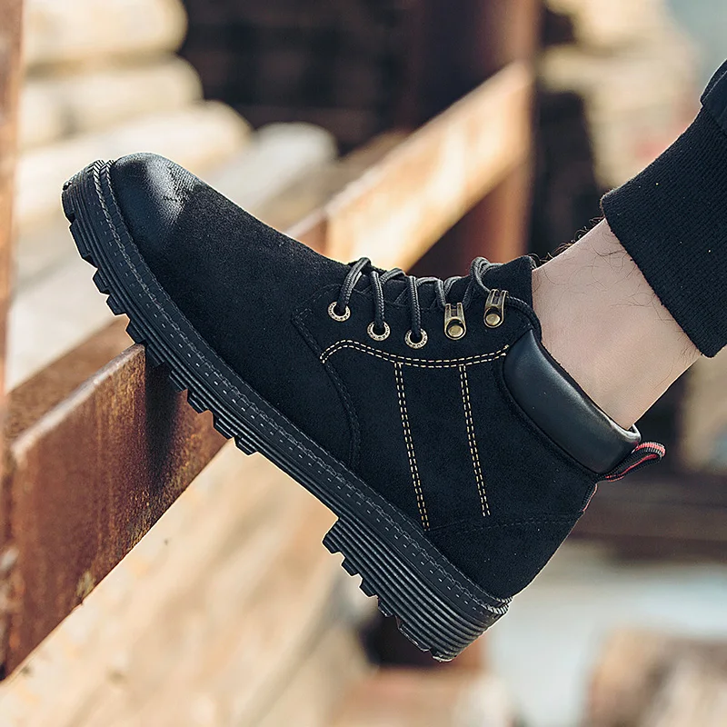 HEINRICH Leather Ankle Boots High Quality Mens Casual Lace-Up Comfortable Working Shoes Men Stivaletti Uomo Botte Homme | Обувь