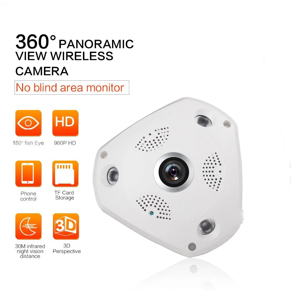 Панорама 360 градусов панорамный ONVIF Wifi IP Камера с IMX322 1.3MP рыбий глаз Беспроводной