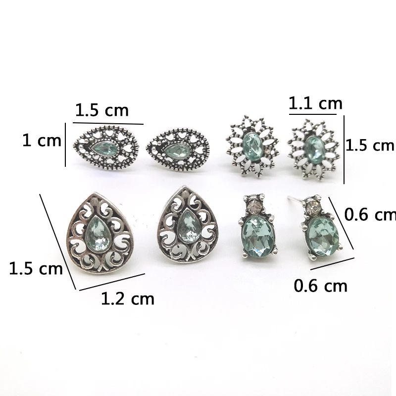 8 шт./компл. очаровательные серьги гвоздики в богемном стиле с полыми цветами и