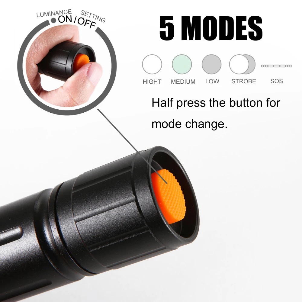 Высокая яркость 3800 люмен CREE XM-L T6 светодио дный фонарик 5-режим Масштабируемые