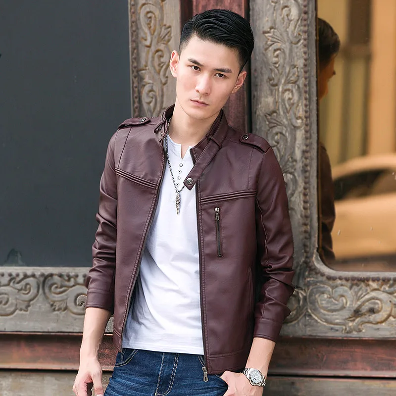2018 новые весенние Стенд воротник jaqueta de couro masculino мода Slim Fit методы Pelle Uomo|Куртки из