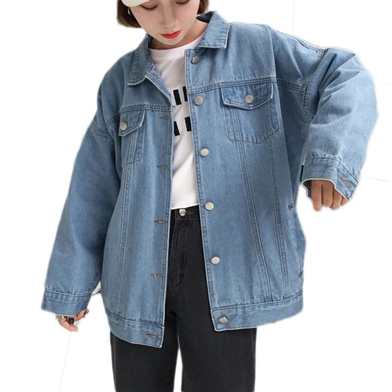 Куртка женская джинсовая свободного покроя винтажная Повседневная светло