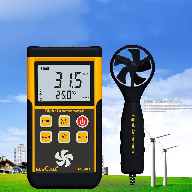 AIMOMETER EM8901 EM8902 портативный цифровой анемометр с ЖК подсветкой измеритель скорости