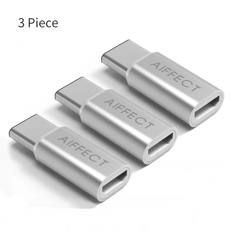 Серебристый AIFFECT Micro USB в type C конвертер Кабель type-c адаптер USB-C зарядки для Xiaomi OnePlus Nexus 5X LG - Цвет: Серебристый
