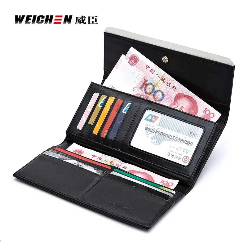 Weichen женщины подлинная кошелек кожаный 2017 роскошь hasp длинные мода женский