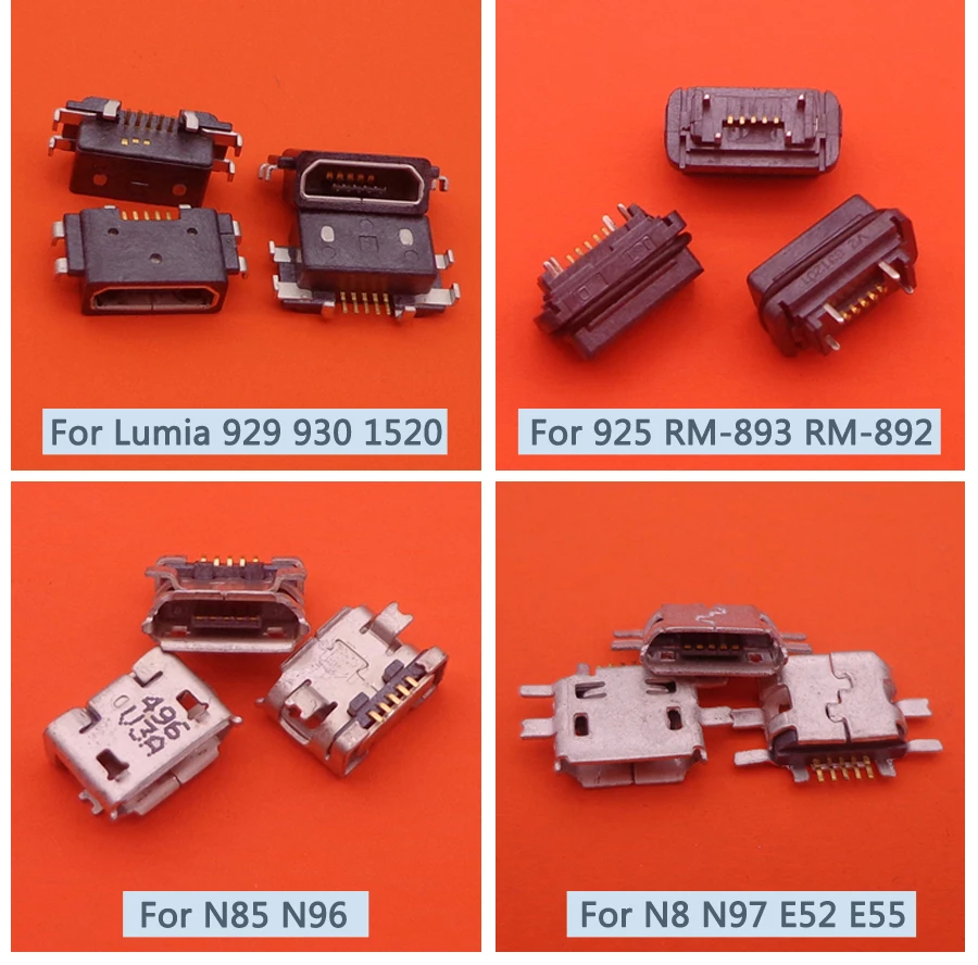 2 шт. микро-Разъем питания с портом USB Jack зарядная док-станция с подставкой и отделениями для карт для Nokia Lumia N8 86 96 97 720 820 822 800 900 920 929 930 1520 532