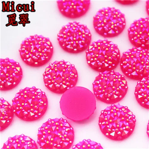 Fuchsia AB Micui 70 шт. AB Цвет 12 мм круглые стразы из смолы с кристаллами аппликация с плоской задней частью хрустальные камни не Швейные скрапбукинги MC44 - Цвет: Fuchsia AB