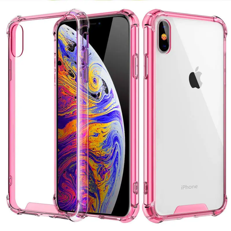 Противоударный бампер прозрачный защитный чехол для телефона iPhone 11 X XS XR Max 8 7 6 6S