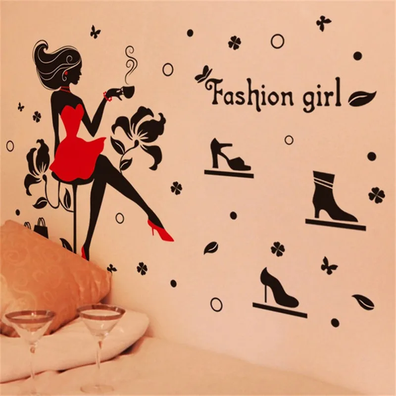 1 шт. модные виниловые наклейки на стену для девочек детской комнаты гостиной