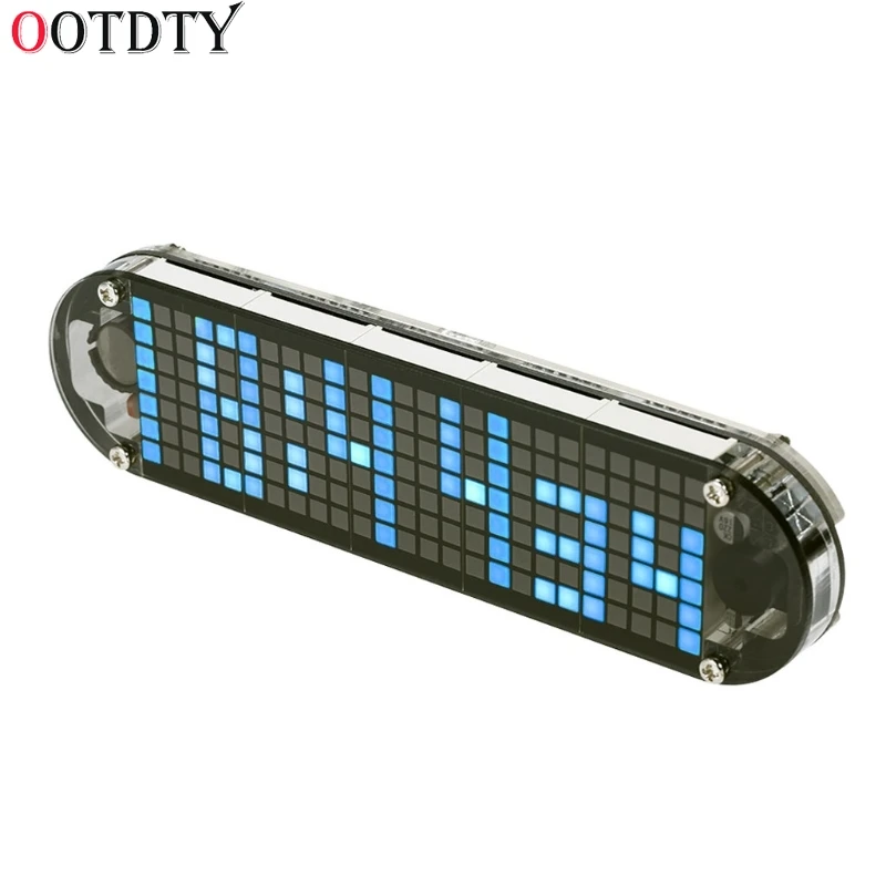 OOTDTY DS3231 измеритель температуры Высокая точность DIY цифровой точечный матричный светодиодный Будильник комплект с прозрачным чехол отображение даты и времени - Цвет: Синий