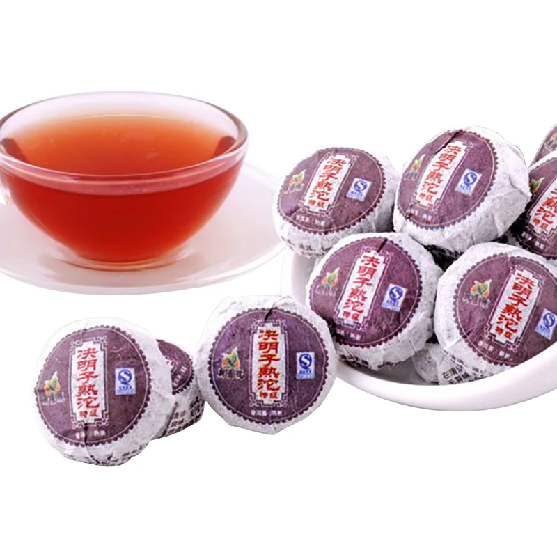 Free Shipping 50pcs Chinese Organic Puerh Tea With Nationgal Style Bags Cassia seed Bright Eyes Ripe Mini Puer |