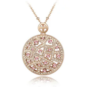 Pink SHDEDE Высокое качество Кристалл от Swarovski винтажные Ожерелья Подвески большой круглый ювелирные изделия Модные женские Чокер-3537 - Окраска металла: Pink