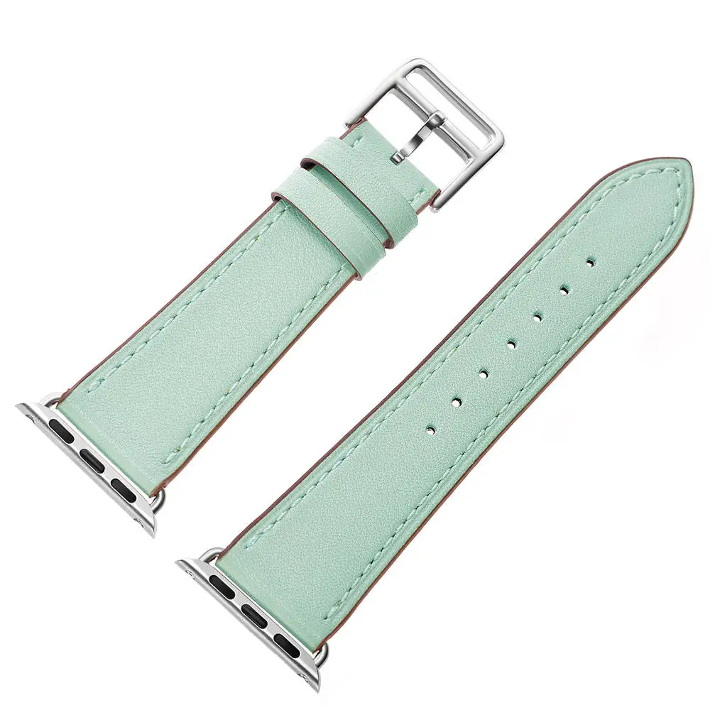 Элегантный розовый мятный зеленый один тур ремешок для Apple Watch Band из натуральной кожи серии 1 2 3 4 38 мм 40 мм 42 мм 44 мм браслет ремешок - Цвет ремешка: Mint Green