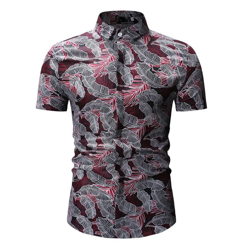 2019 Summer Fashion Mens Shirt Slim Fit Short Sleeve Floral Clothing Trend Casual Flower Shirts Size M-3XL | Мужская одежда