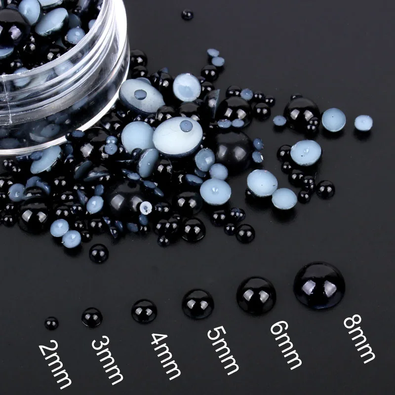 1000pcs/bag colourful round half pearl beads flat back For jewelry making Sewing Plastic ABS Pearl Beads2mm/3mm/4mm/5mm/6mm/8mm