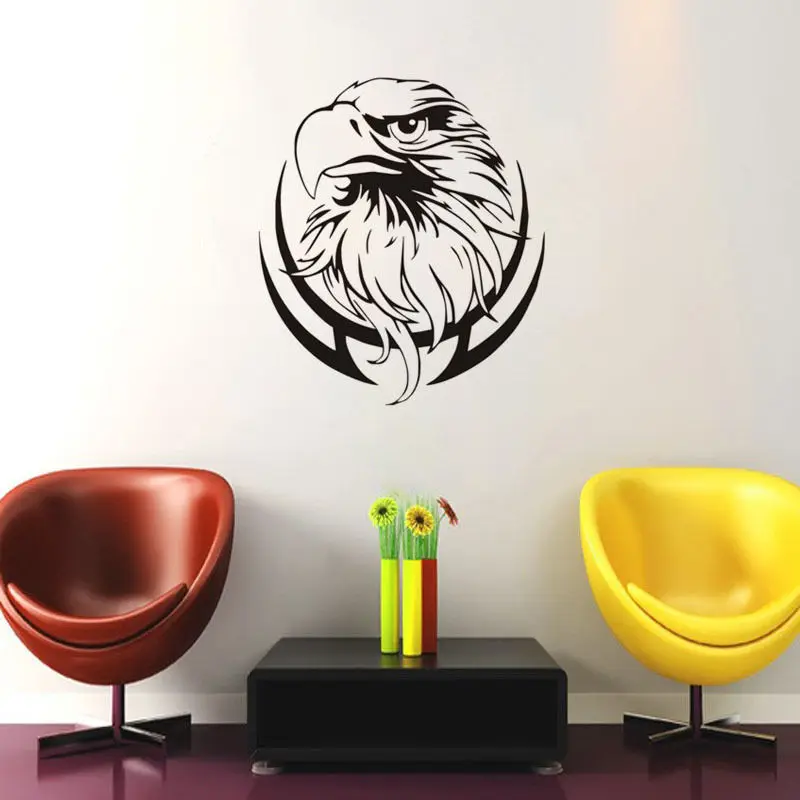 

Removable Vinyl New Design Eagle Head Branch Wall Stickers Home Decor Living Room Custom Color Wall Art Decals Wallpaper SA058