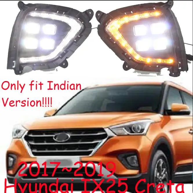 White yelow turn Индийская версия! Creta IX25 Дневной светильник;~, Encino,! Светодиодный, IX25 противотуманный светильник, автомобильные аксессуары, IX25 головной светильник - Цвет: White yelow turn