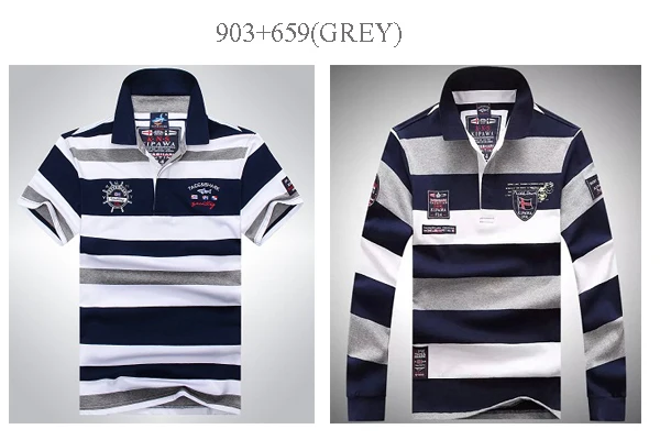 903-659-GREY Высокое качество Топы И Футболки мужские Tace Shark Рубашки поло модные стильные летние полосатые Shark брендовые рубашки поло с коротким рукавом для мужчин - Цвет: 903-659-GREY