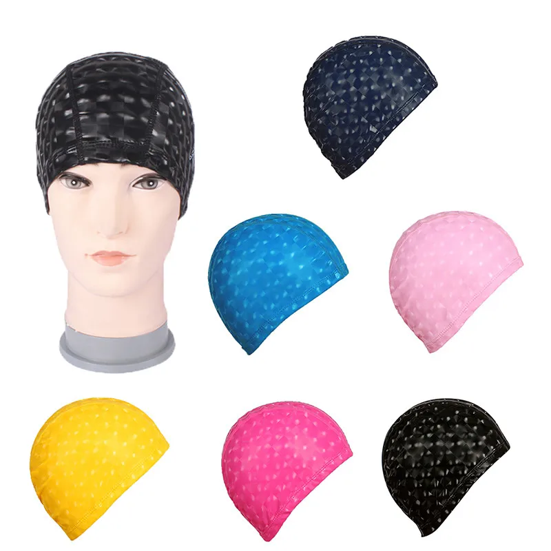 Свободный размер шапочка для плавания женщин и мужчин водонепроницаемая PU