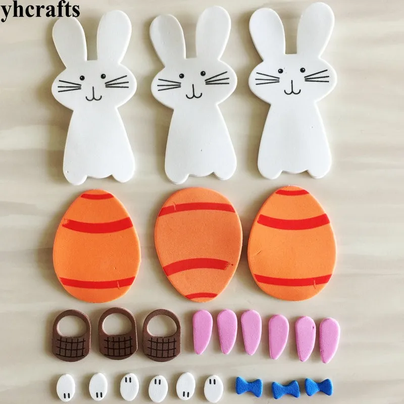 48PCS rabbit egg 1 пакет/УП. Блестящий Санта Снеговик Олень пенопластовые наклейки рождественские поделки элементы деятельности Детская комната украшения декоративные рождественские diy игрушки - Цвет: 48PCS rabbit egg